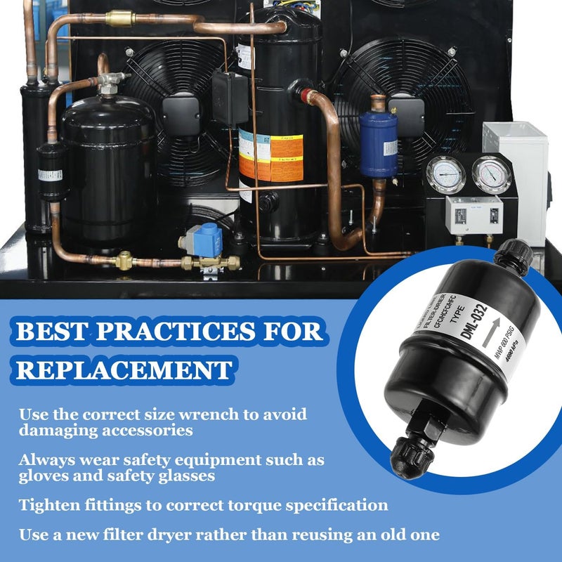 BOJACK 1/4 in Liquid Line AC Filter Drier hvac Refrigeration 032 SAE Flare connection universal unidirectional DML-032 - Image 3